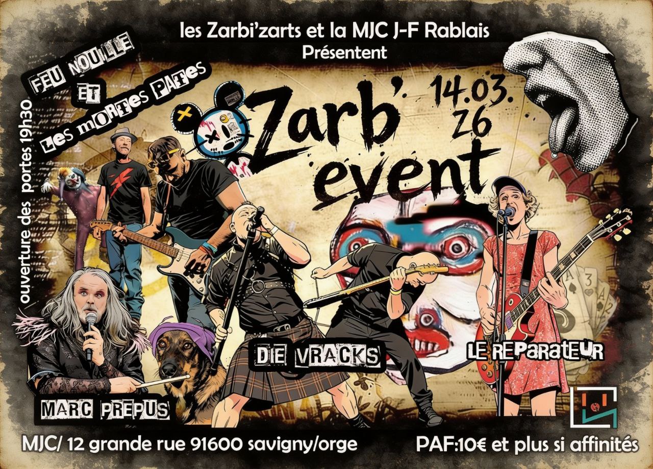 Flyer Zarb'Event du 14 mars 2026 à la MJC François Rabelais de Savigny-sur-Orge